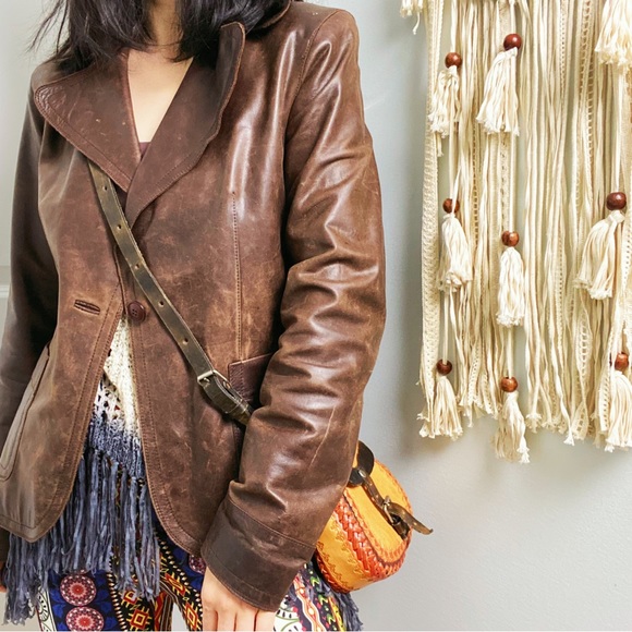 VINTAGE 70s vibes Denmark genuine leather jacket - Picture 2 of 10